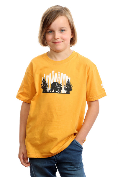 raccoon raton laveur enfant t-shirt jaune yellow