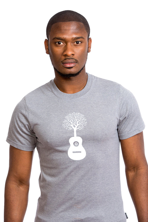 Nature Guitar T Shirt Tree Arbre Guitare Gris Grey Organic Made Local