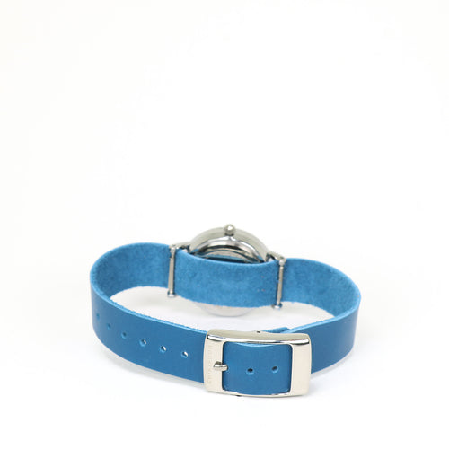 Leather Women’s Watch — Blue and white — 26 mm
