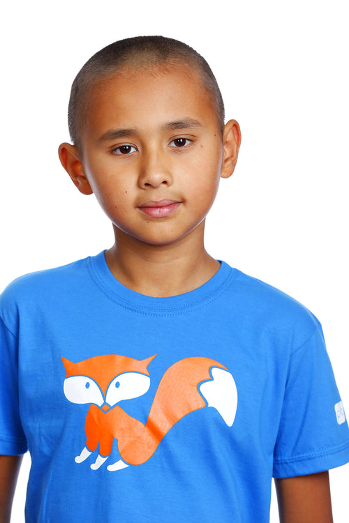 Kids Renard Fox Shirt Graphic Tee Baby Tshirt | Organic | Made in Canada Blue Bleu