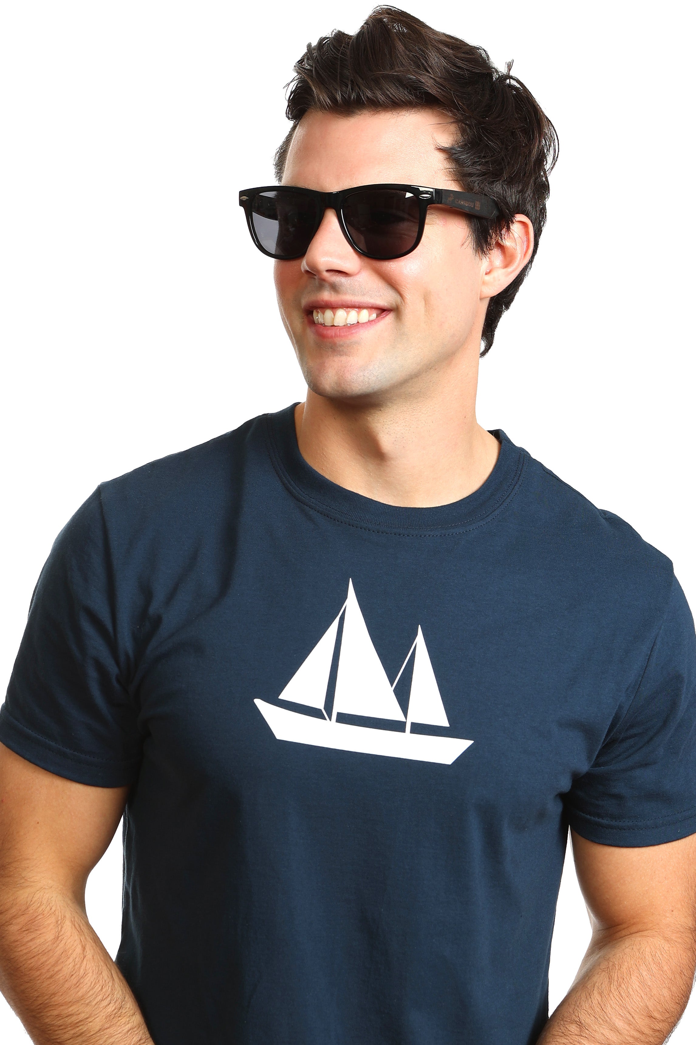 Mens Sailing Boat T-shirt - Organic cotton made in Canada by PLB Store Navy / M