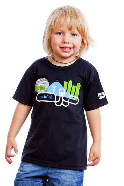 Kids Cool Montreal Organic Shirt Graphic Tee Tshirt | Montreal, Canada Black Noir