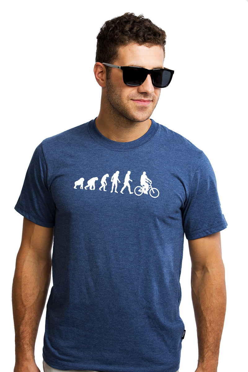 Mens Evolution T-shirt Cool Graphic Tee Organic Cotton PLB Bicycle Made in Montreal, Canada | Evolucion