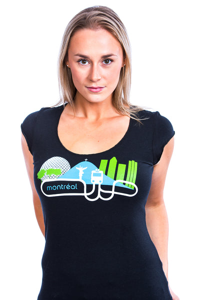 Women’s Montreal T-shirt- Black Femmes Mujer Bamboo Bambou Bambu PLB