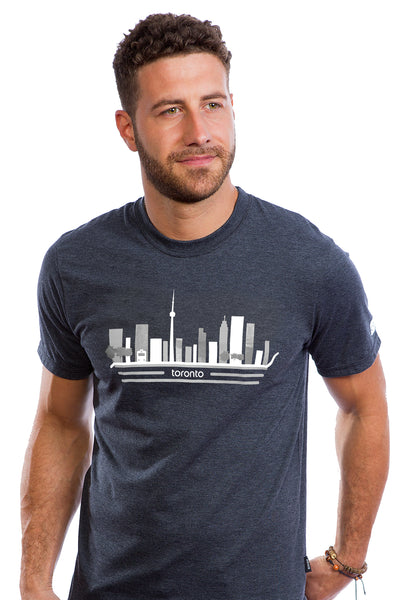 Mens Toronto City T-shirt Skyline Landmark Buildings Tee Cool Gray