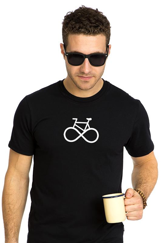 Bicycle T-shirt PLB Infinity Bike Black White Tee Screenprint Organic