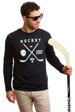 T-shirt Hockey manches longues pour hommes — Coton bio