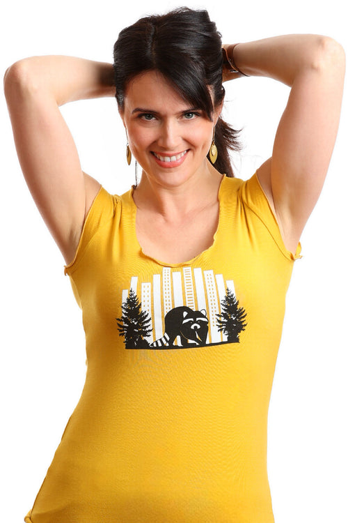 Waschbär-T-Shirt für Damen – Bambus