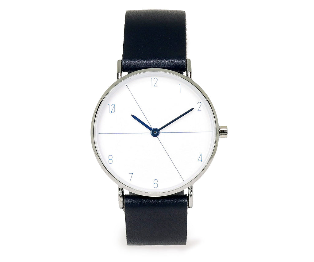 montre bleu marin et blanc watch white navy leather cuir