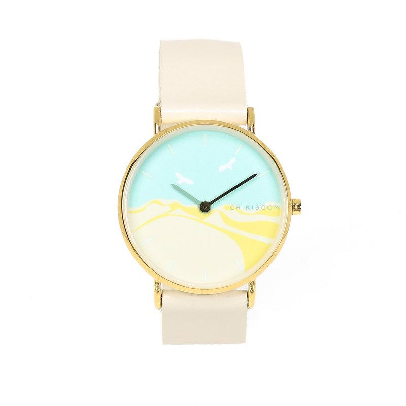 Reloj de cuero para mujer — Beige — 36mm