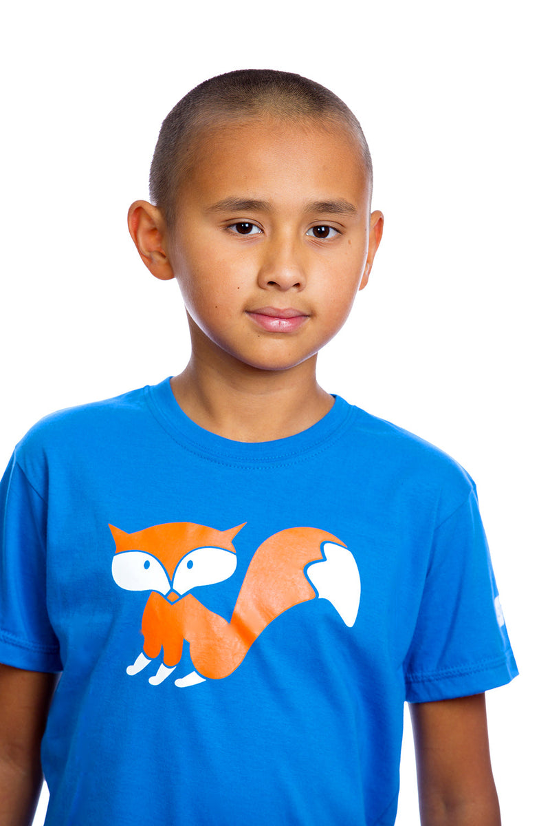 Kids Fox Shirt Graphic Tee Baby Tshirt | Organic | Made in Canada Blue Bleu