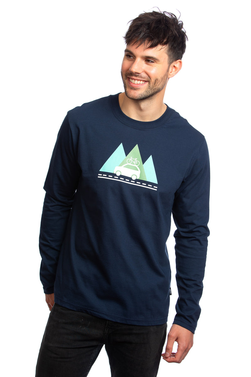 Outdoor Aventure adventure plein air T-shirt Men Father Gift Blue Navy marine Tee tshirts tree fire camp long sleeve manche longue