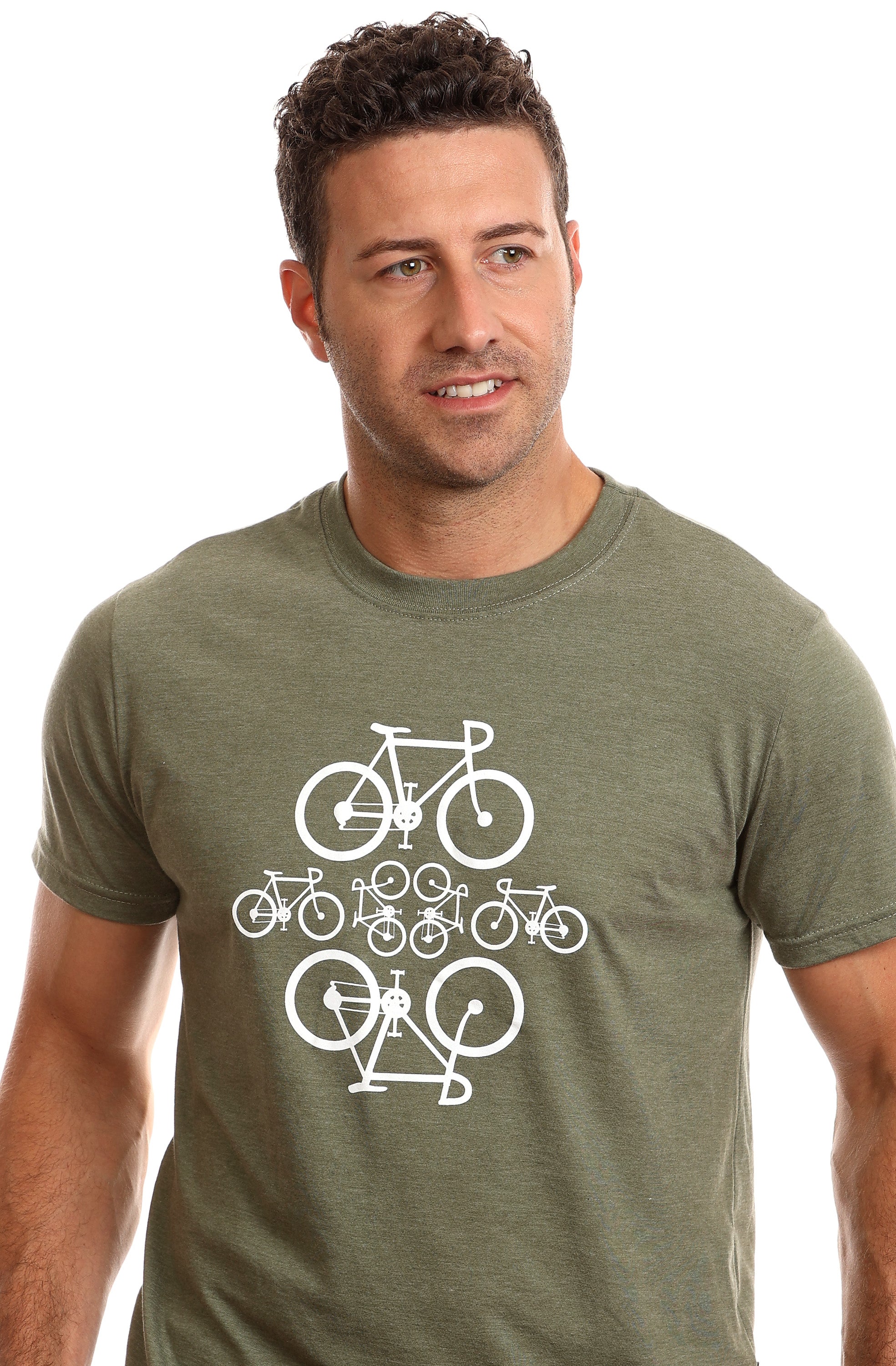 Mens Bicycles T-shirt Organic Cotton PLB Made in Montreal, Canada Army Green / S