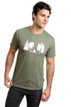 Camping T-shirt Men Father Gift Army Green Tee tshirts tree fire camp 