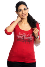 Farine Five Roses T-Shirt mit 3/4 Ärmeln für Damen – Bambus