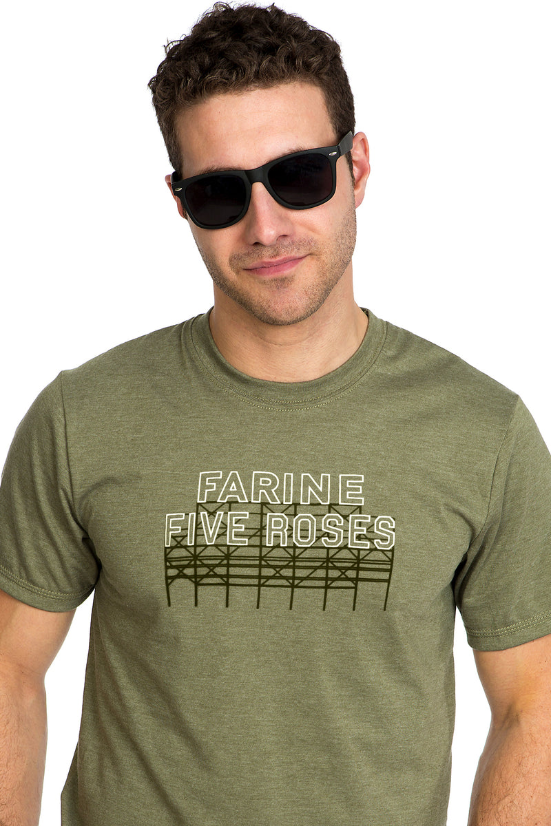 Mens Farine Five Roses T-shirt - Green - Organic - Montreal - Canada