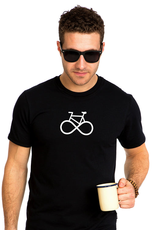 Life cycle 2.0 Bicycle Infinity Symbol T-shirt Black PLB Design Organic Local