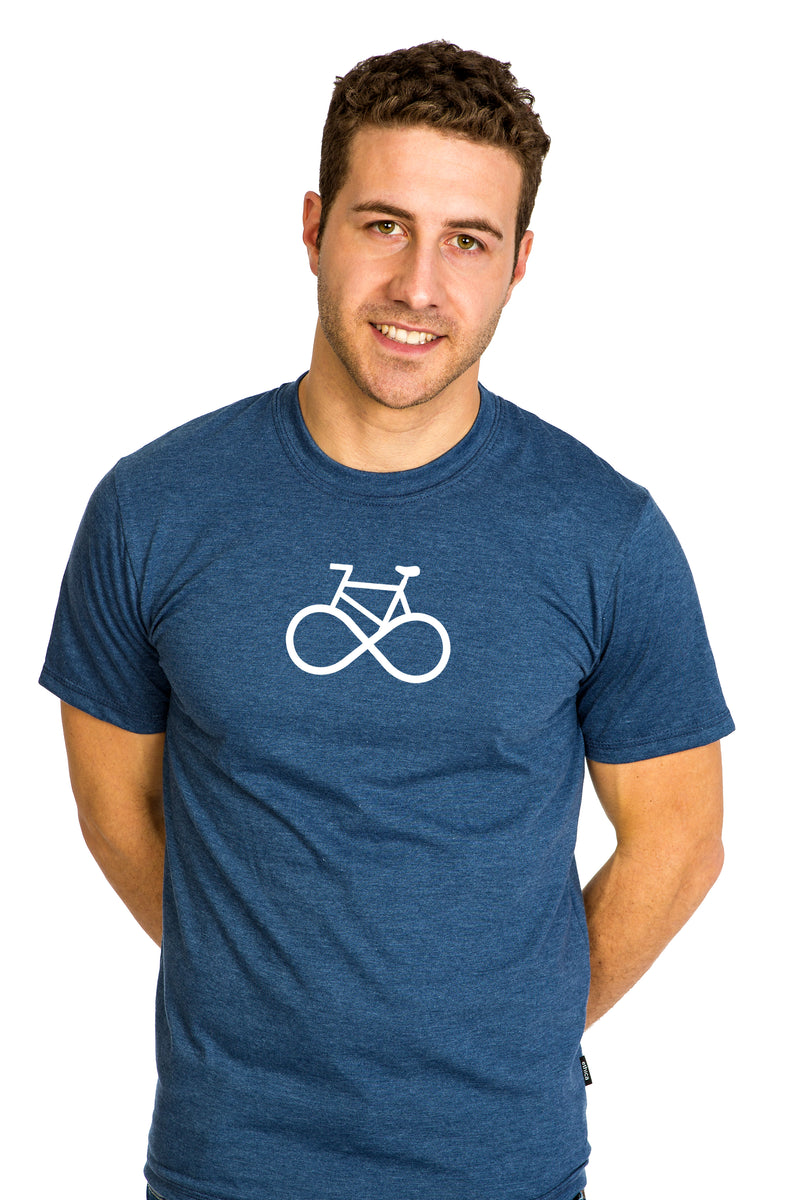 Life cycle 2.0 Bicycle Infinity Symbol T-shirt Bleu Blue PLB Design Organic Local