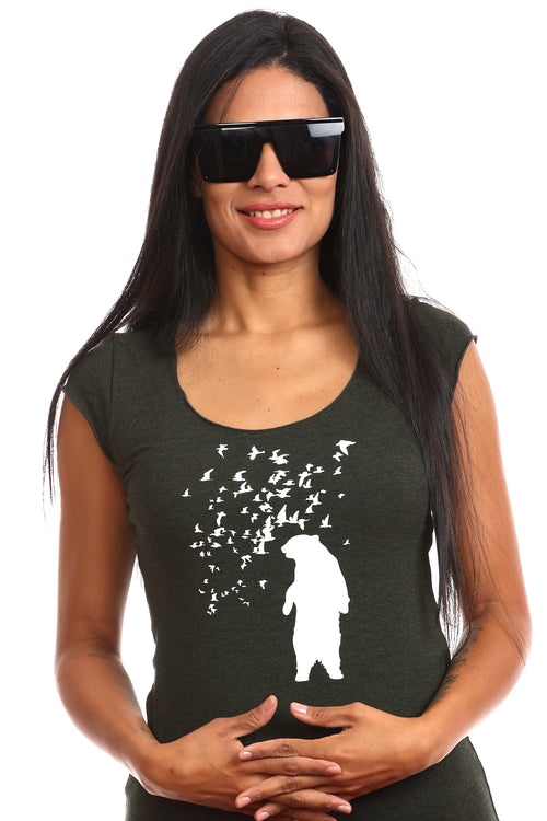 Bären-T-Shirt für Damen – Bambus
