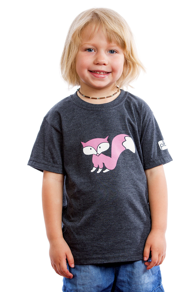Kids Fox Shirt Graphic Tee Baby Tshirt | Organic | Made in Canada Gray Gris