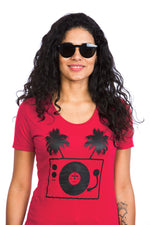 Camiseta tocadiscos Tropical para mujer — Algodón orgánico