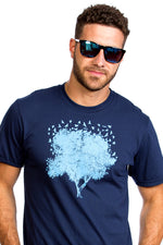 Tree of Life T-shirt Arbre de la vie Organic Birds Oiseaux Navy Bleu Blue Eco Tees