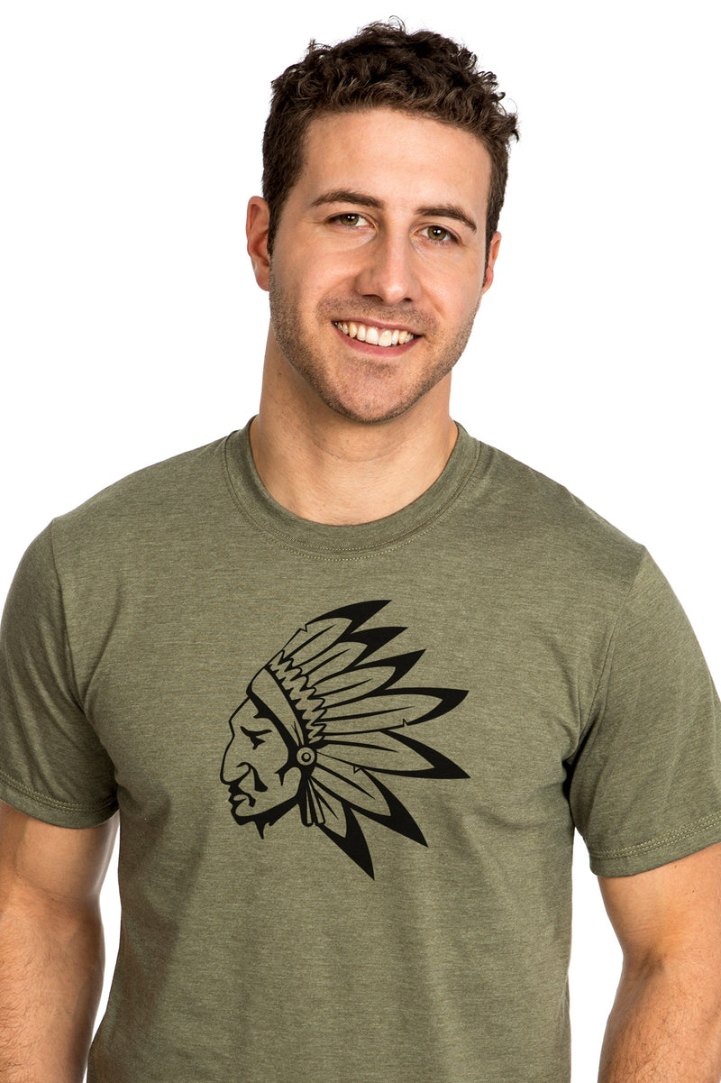 Native American Chief T-shirt Chef amerindien PLB Kaki Green Vert