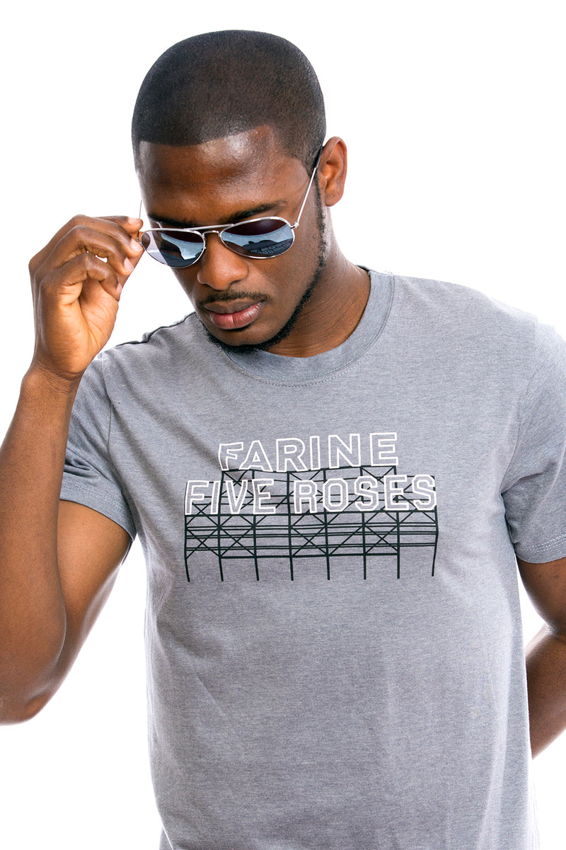 Mens Farine Five Roses T-shirt - Gray - Organic - Montreal - Canada