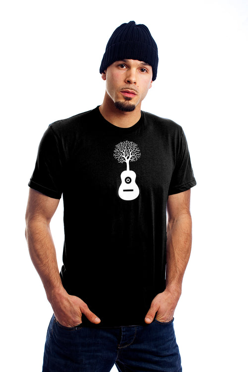 Nature Guitar T Shirt Tree Arbre Guitare Black Noir Organic Made Local