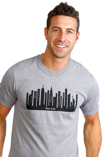 T- shirt for Mens with New York City design shirt Organic cotton gray
