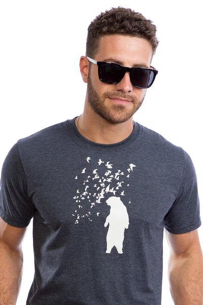 Bear T-shirt Recycled Polyester/Cotton Made in Canada - Charcoal Ten Tree