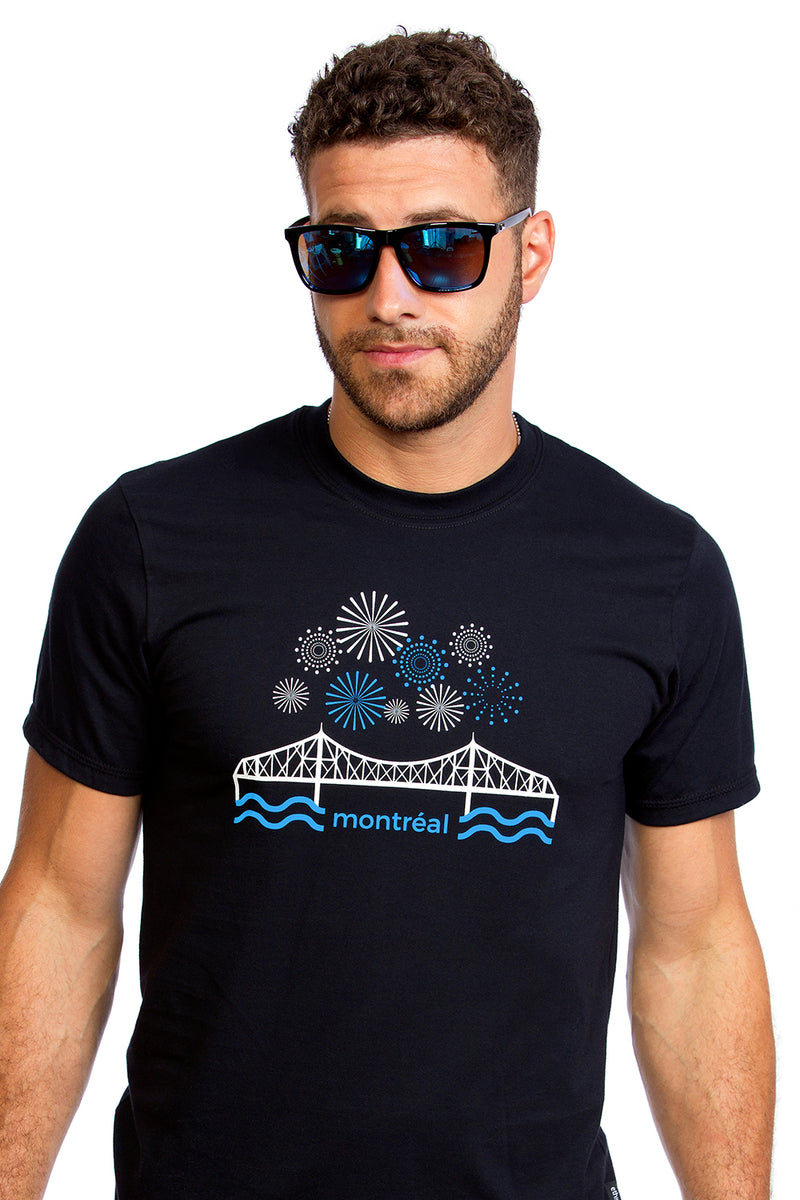 Jacques-Cartier Bridge T-shirt | Fireworks | Montreal | Organic | Awesome