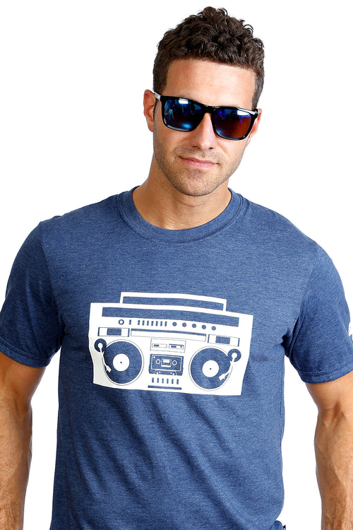 blue radio tee tshirt boombox music player