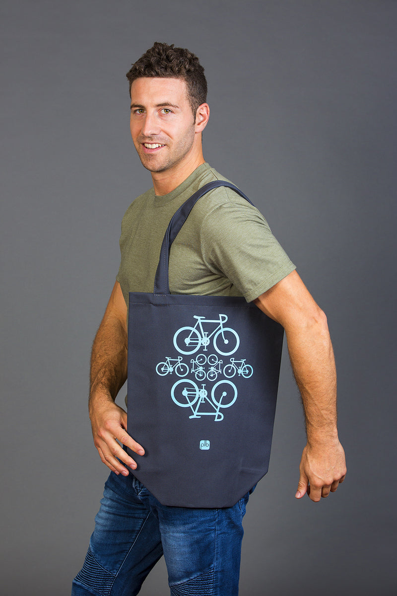 100 Cotton gray bicycles tote bag