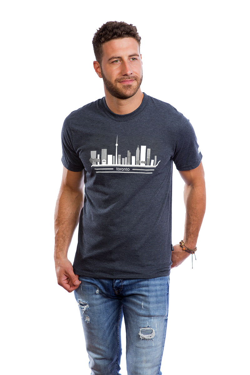 Mens Toronto City T-shirt Skyline Landmark Buildings Tee Cool Gray